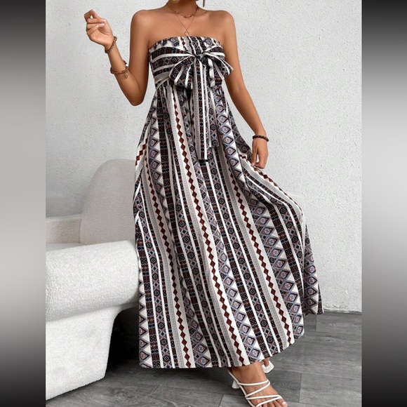 Boho knot front A-line tube dress - Picture 8 of 12